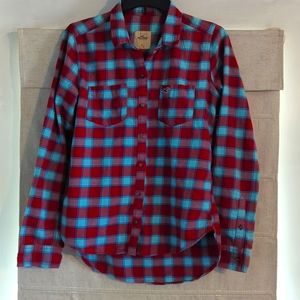 Hollister Women's Size Medium Button-Down flannel/ red & blue checkered